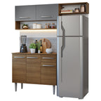 Cocina Compacta 165 cm 5 Puertas 1 Cajón Marrón/Gris Emilly Madesa