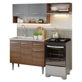 Cocina Compacta con Bacha 165 cm Emilly Marrón/Gris 09