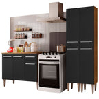 Cocina Compacta 169 cm 7 Puertas 1 Cajón Marrón/Negro Emilly Madesa 02
