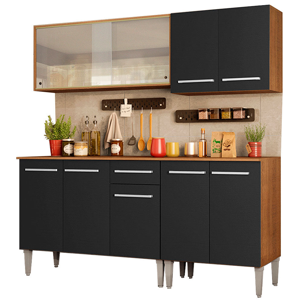 Combo de Cocina 169cm Marrón/Negro Emilly Box Madesa 03