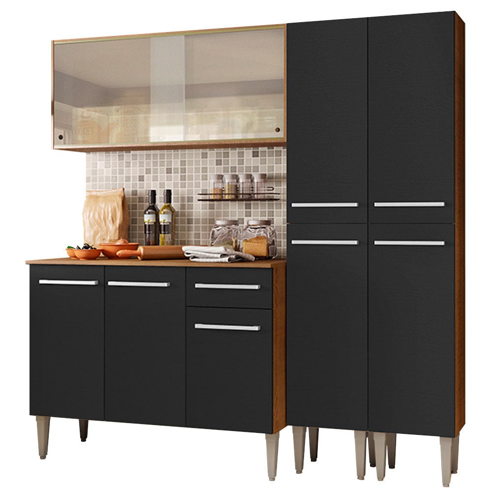 Combo de Cocina 169cm Marrón/Negro Emilly Fly Madesa 05