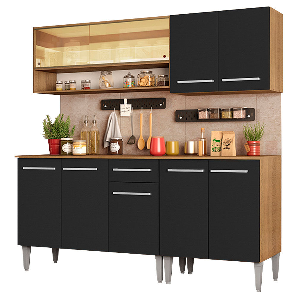 Combo de Cocina 169cm Marrón/Negro Emilly Dance Madesa 07