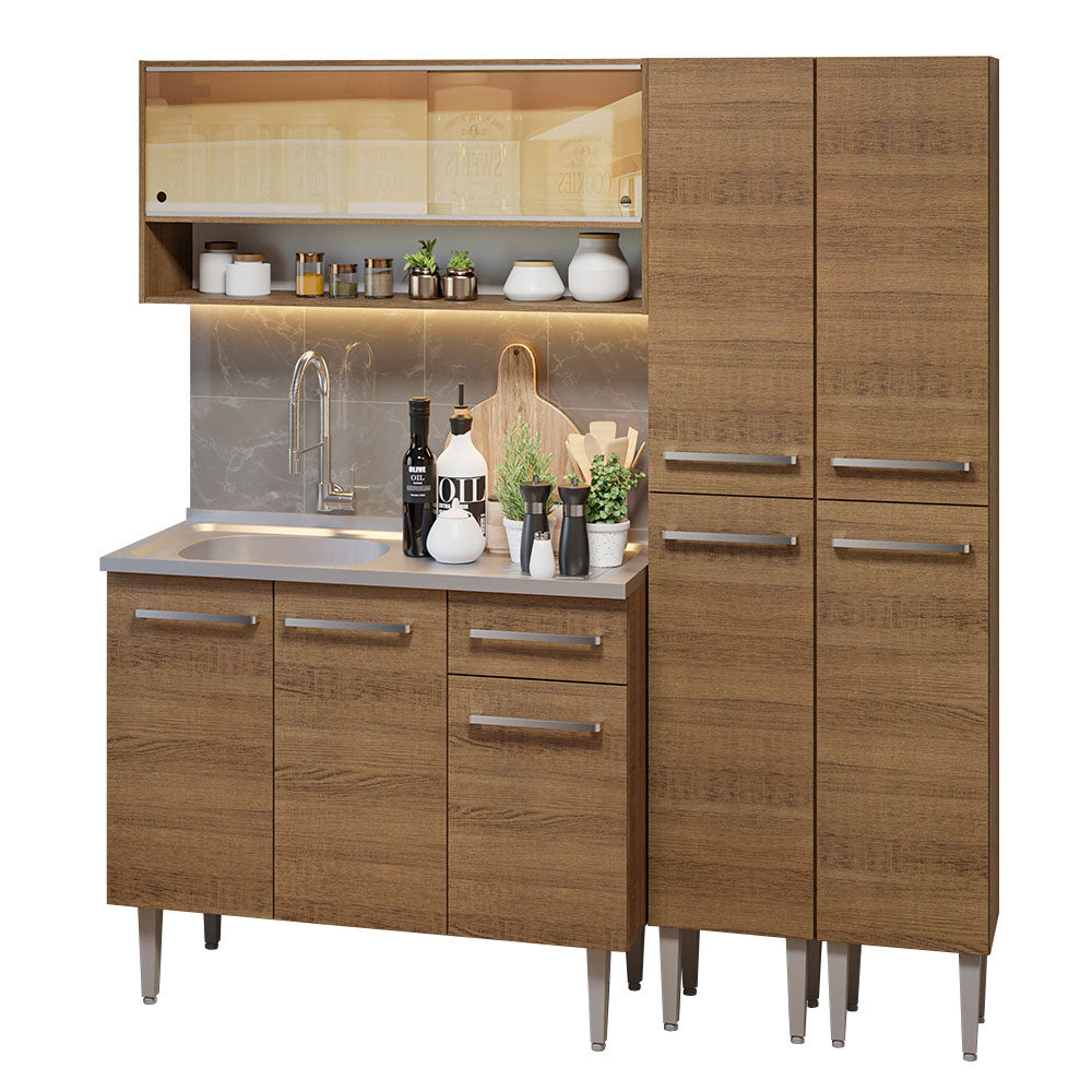 Cocina Compacta con Bacha 169 cm Emilly Marrón 14