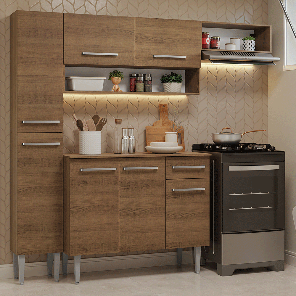 Cocina Compacta 197 cm Emilly Marrón 02