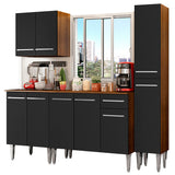 Combo de Cocina 201cm Marrón/Negro Emilly Sing Madesa 01