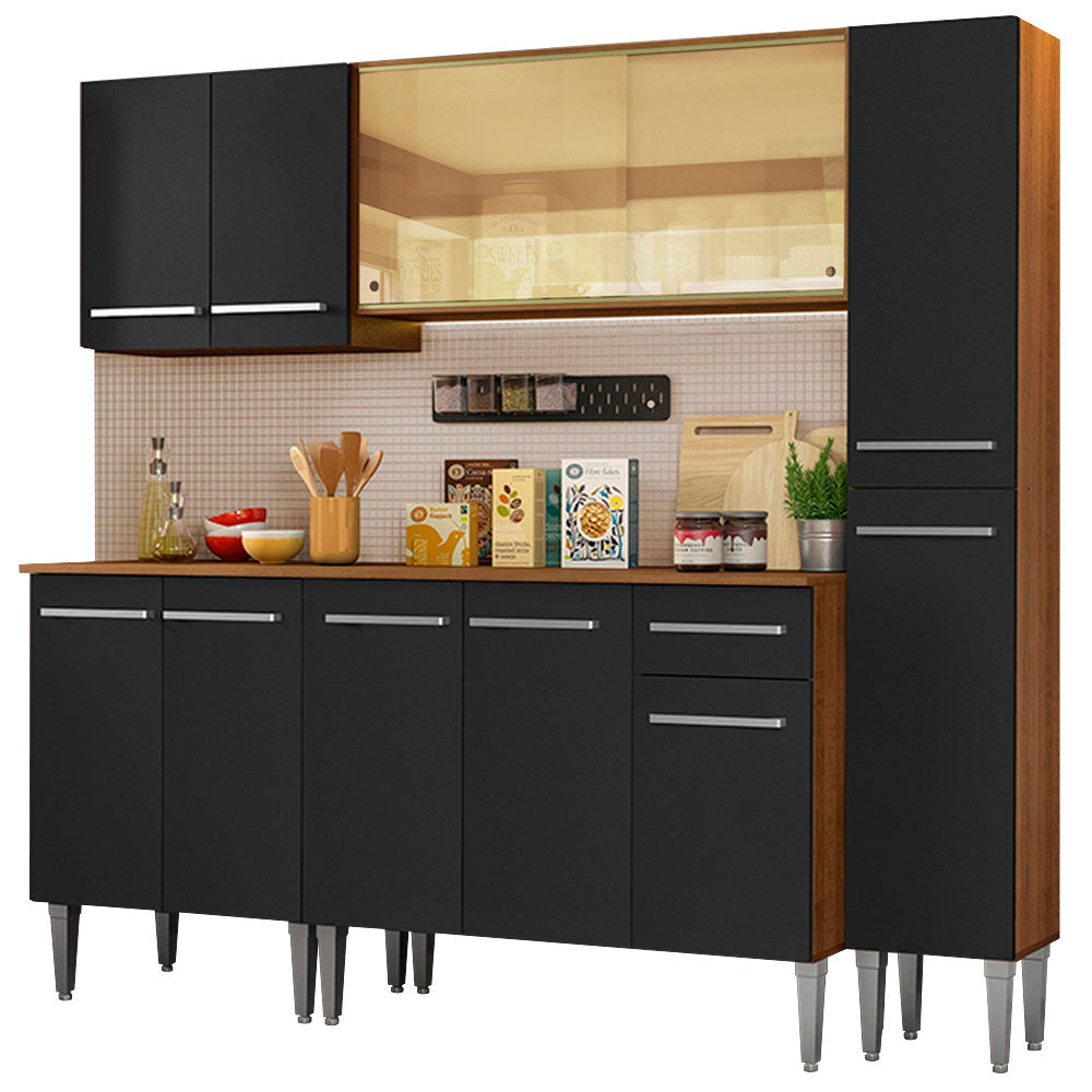 Combo de Cocina 201cm Marrón/Negro Emilly West Madesa 03