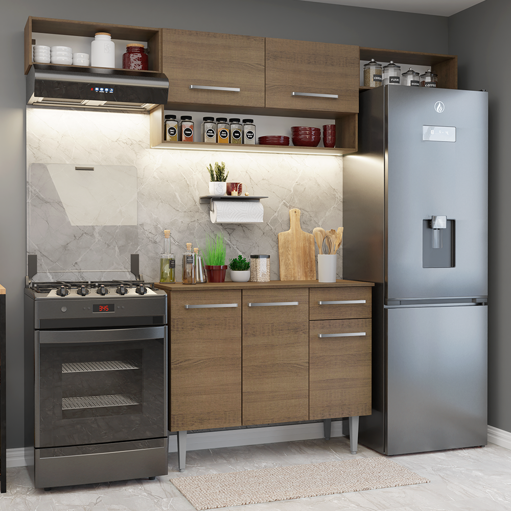Combo completo de Cocina 225cm Marrón Emilly 01