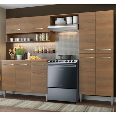 Combo completo de Cocina 229 cm 9 Puertas 1 Cajón Marrón Emilly Madesa