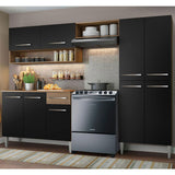 Combo completo de Cocina 229cm Marrón/Negro Emilly Pop 02
