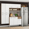 Combo completo de Cocina 229 cm 9 Puertas 1 Cajón Blanco/Marrón Emilly Madesa