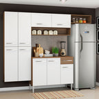Combo completo de Cocina 229 cm 9 Puertas 1 Cajón Blanco/Marrón Emilly Madesa