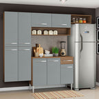 Combo completo de Cocina 229 cm 9 Puertas 1 Cajón Marrón/Gris Emilly Madesa