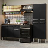 Combo completo de Cocina 229cm Marrón/Negro Emilly Madesa 04