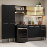 Combo completo de Cocina 229cm Marrón/Negro Emilly Madesa 06