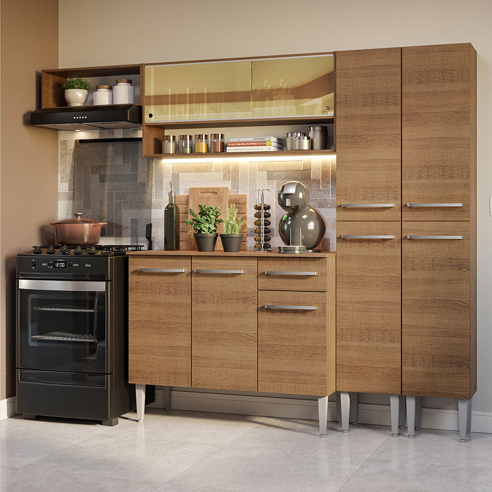 Combo completo de Cocina 229cm Marrón Emilly Madesa 07
