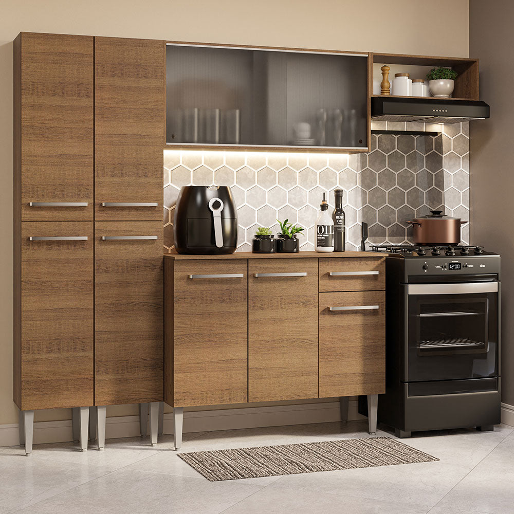 Combo completo de Cocina 229cm Marrón Emilly Madesa 08