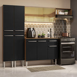 Combo completo de Cocina 229cm Marrón/Negro Emilly Madesa 09