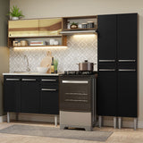 Combo completo de Cocina 229cm Con Bacha de acero inoxidable Emilly Madesa 11 Marrón/Negro