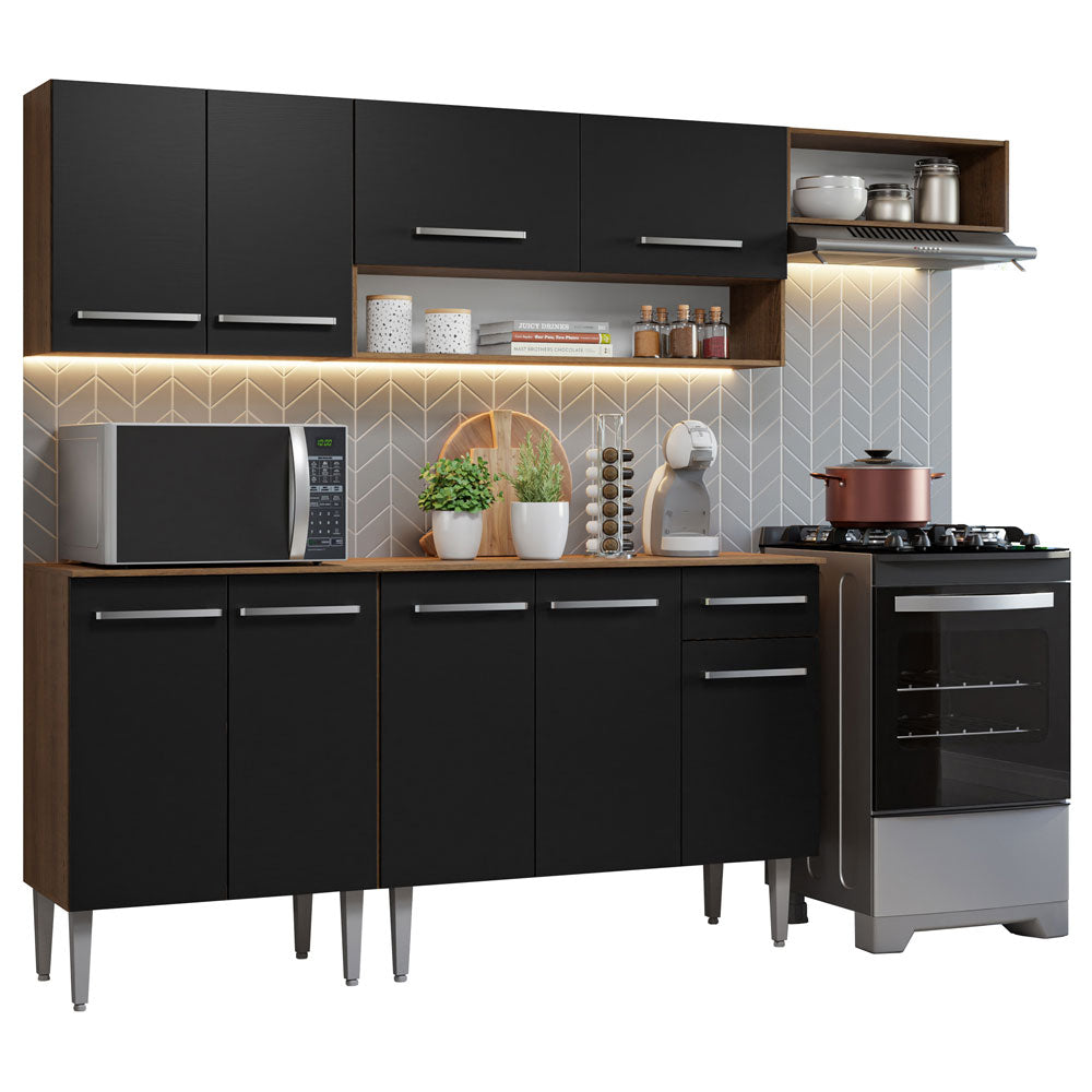Combo completo de Cocina Madesa Emilly 229cm Marrón/Negro 13