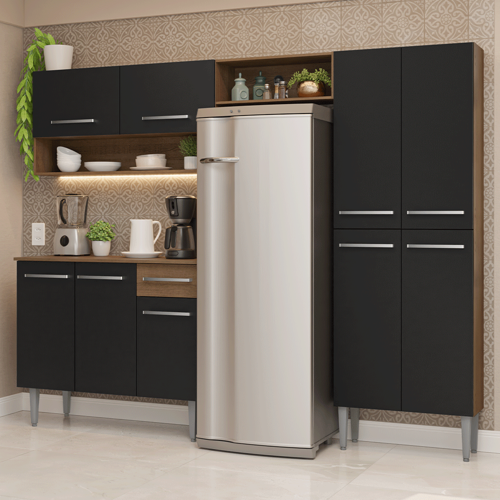 Cocina Compacta 229 cm Emilly Marrón/Negro 017