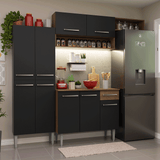 Combo completo de Cocina 229cm Marrón/Negro Emilly 18