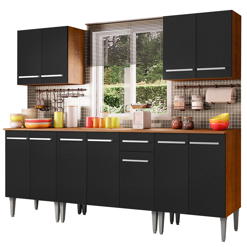 Combo completo de Cocina 233cm Marrón/Negro Emilly King Madesa 01