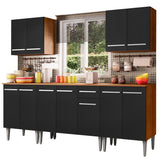 Combo completo de Cocina 233cm Marrón/Negro Emilly King Madesa 01