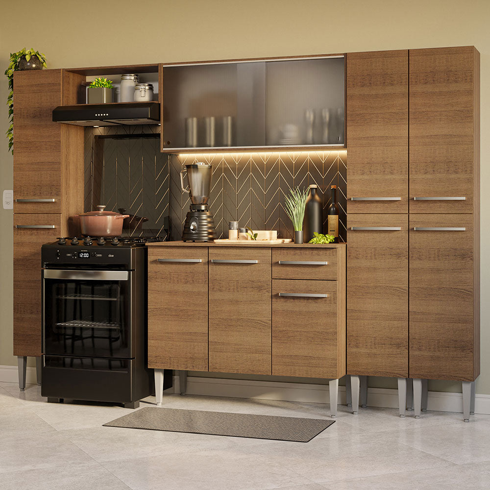Combo completo de Cocina 261cm Marrón Emilly Madesa 06