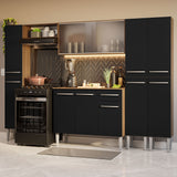 Combo completo de Cocina 261cm Marrón/Negro Emilly Madesa 06