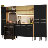 Combo completo de Cocina 261cm Marrón/Negro Emilly Madesa 07