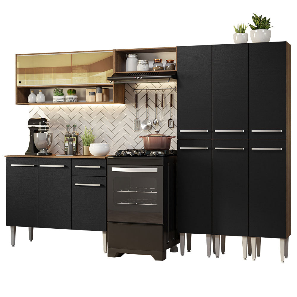 Combo completo de Cocina 261cm Marrón/Negro Emilly Madesa 08