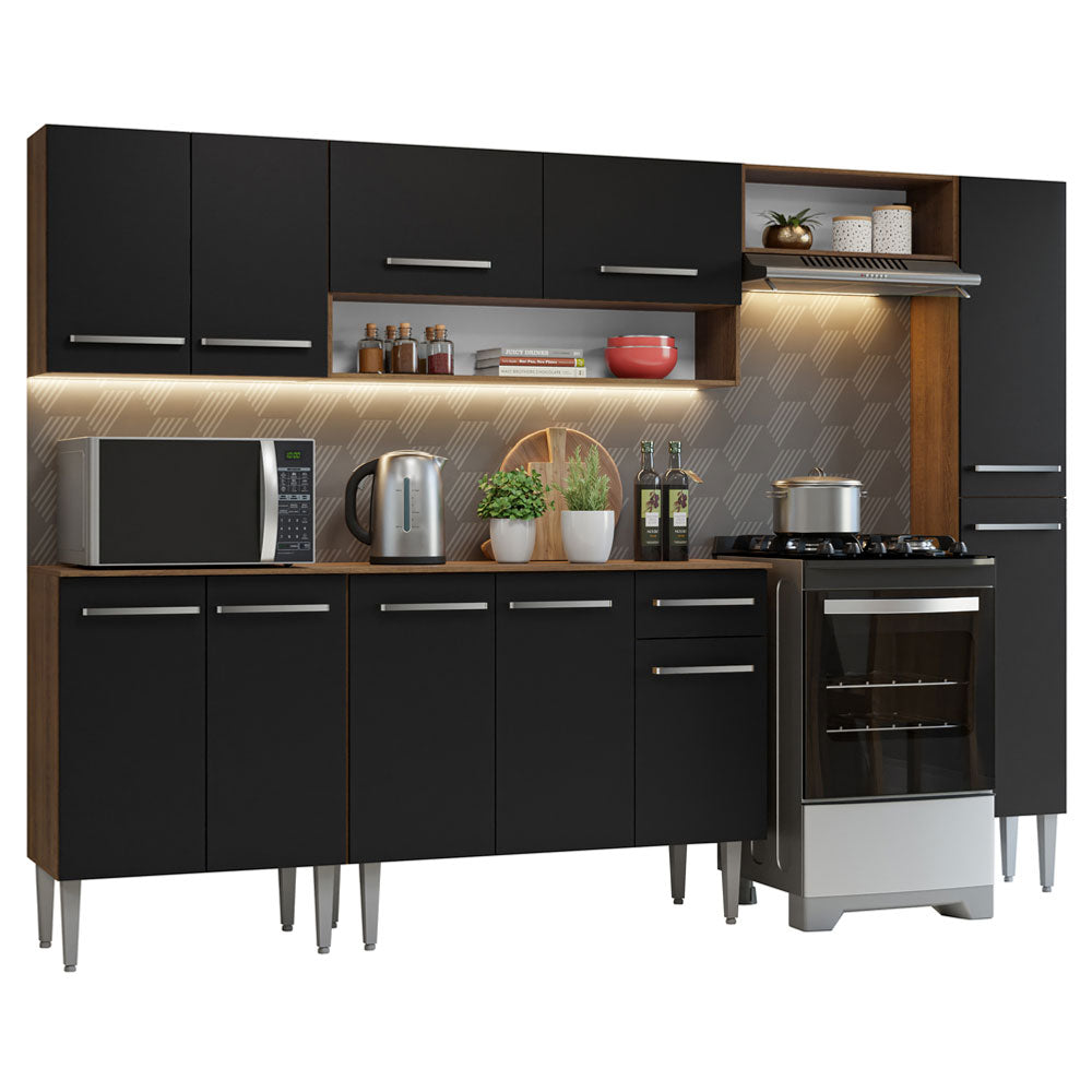 Combo completo de Cocina Madesa Emilly 261cm Marrón/Negro 09