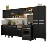 Combo completo de Cocina 293cm Marrón/Negro Emilly 01