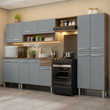 Combo completo de Cocina Madesa Emilly 2.90 Metros Marrón/Gris 01