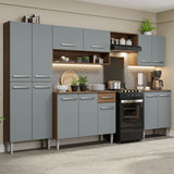 Combo completo de Cocina 293cm Marrón/Gris Emilly Madesa 02