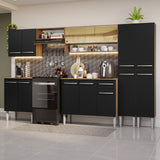Combo completo de Cocina 293cm Marrón/Negro Emilly Madesa 03