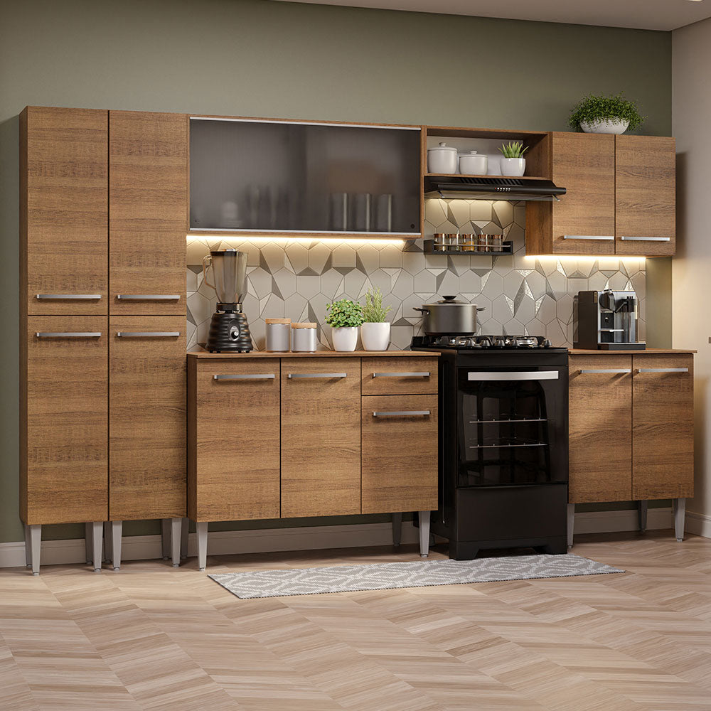 Combo completo de Cocina 293cm Marrón Emilly Madesa 04