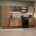 Combo completo de Cocina 293 cm 13 Puertas 1 Cajón Marrón Emilly Madesa