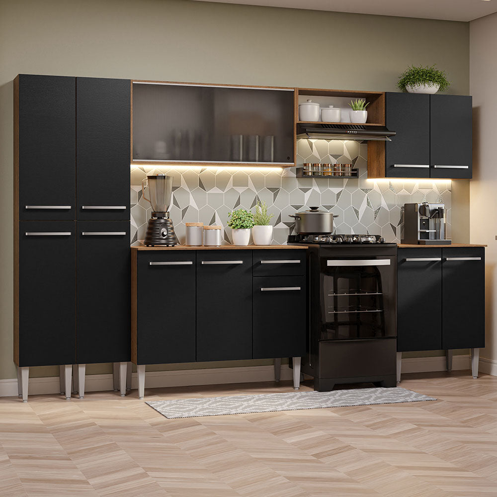 Combo completo de Cocina 293 cm Marrón/Negro Emilly Madesa 04