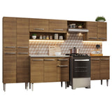 Combo completo de Cocina 293cm, con Bacha de acero, Marrón Emilly 08