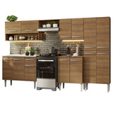 Combo completo de Cocina 293cm con Bacha de acero, Marrón Emilly 09