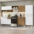 Combo completo de Cocina 293 cm 13 Puertas 1 Cajón con Bacha de Acero Inoxidable Marrón/Blanco Emilly Madesa