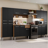 Combo Completo de Cocina 325 cm Negro/Marrón Emilly Joy Madesa