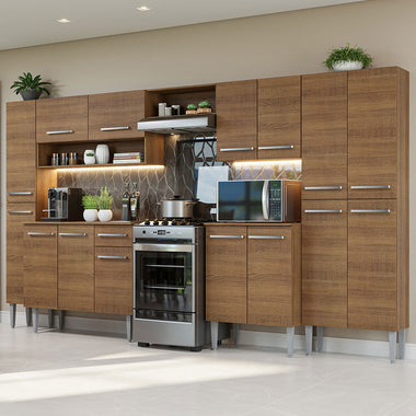 Combo completo de Cocina 325 cm 15 Puertas 1 Cajón Marrón Emilly Madesa