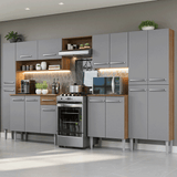 Combo Completo de Cocina 325 cm Marrón/Gris Emilly Madesa 02