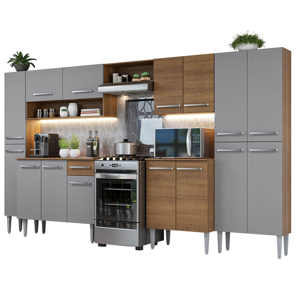 Combo Completo de Cocina 325 cm Marrón/Gris Emilly Madesa 02
