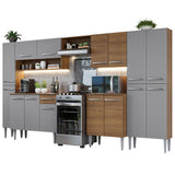 Combo Completo de Cocina 325 cm Marrón/Gris Emilly Madesa 02