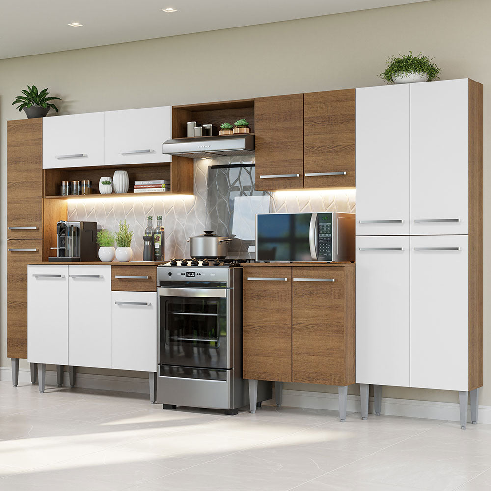 Combo completo de Cocina 325cm Marrón/Blanco Emilly Madesa 02