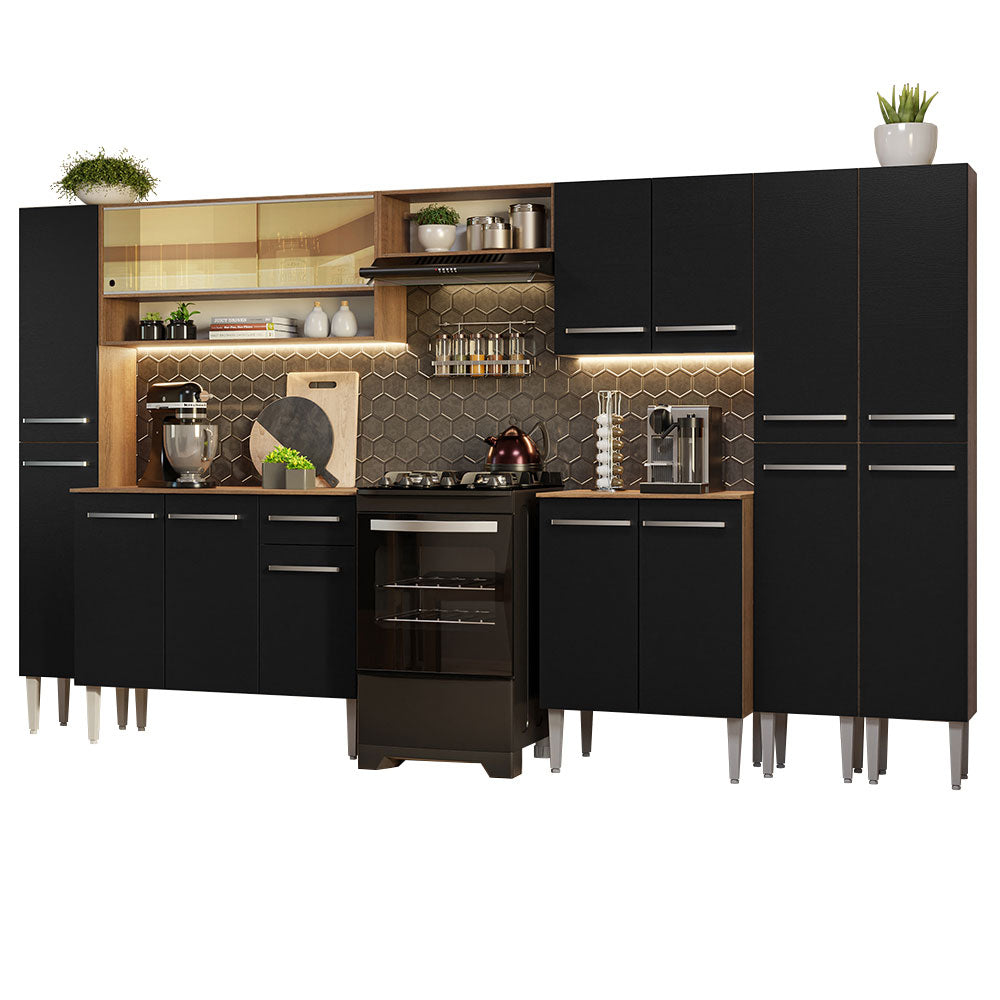 Combo completo de Cocina 325cm Marrón/Negro Emilly Madesa 05