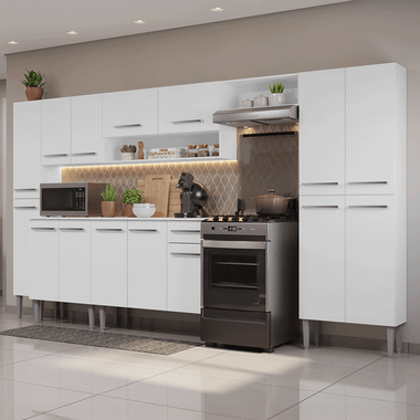 Combo completo de Cocina 325 cm 15 Puertas 1 Cajón Blanco Emilly Madesa